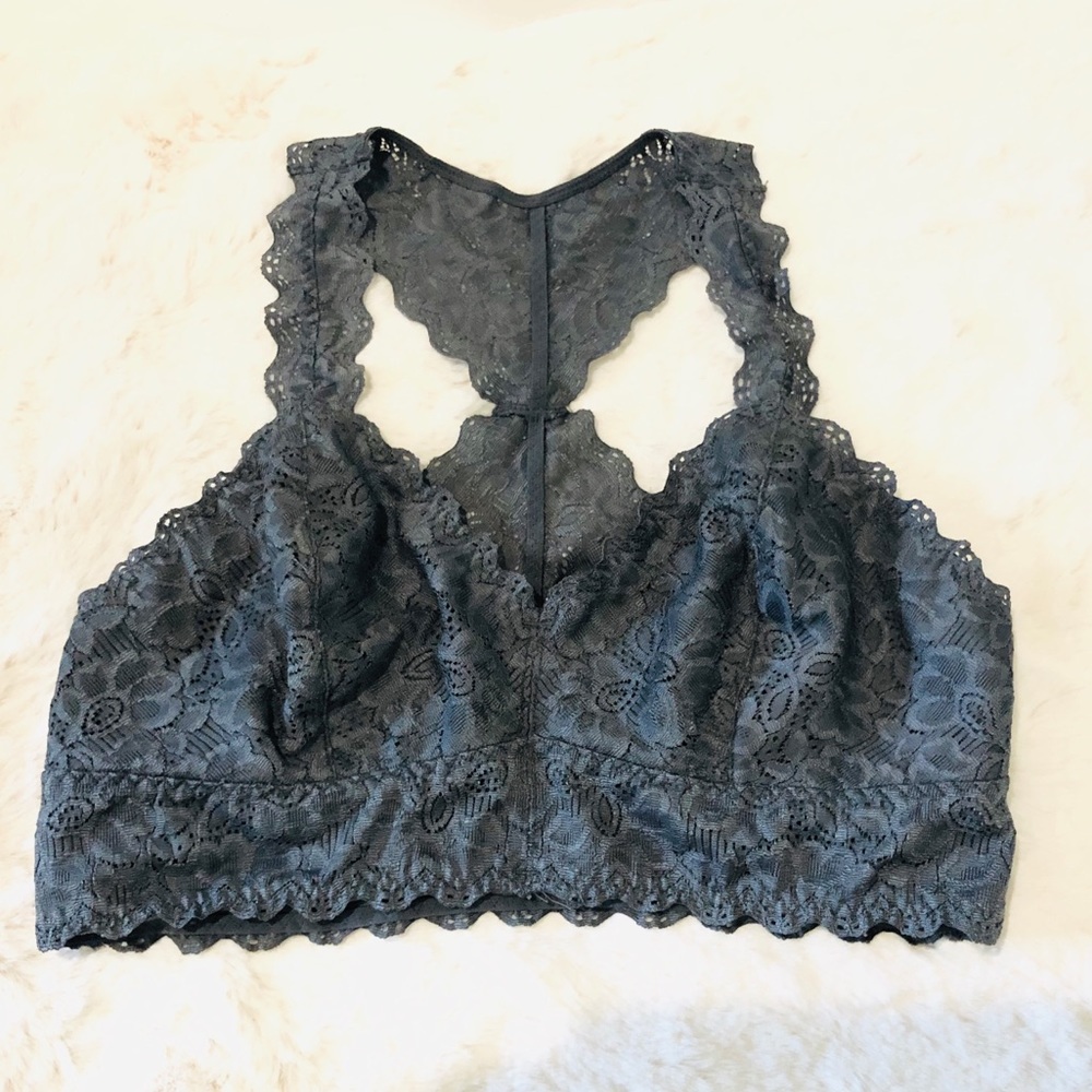 Bralette Gray Lace Racerback - Picture 3 of 7